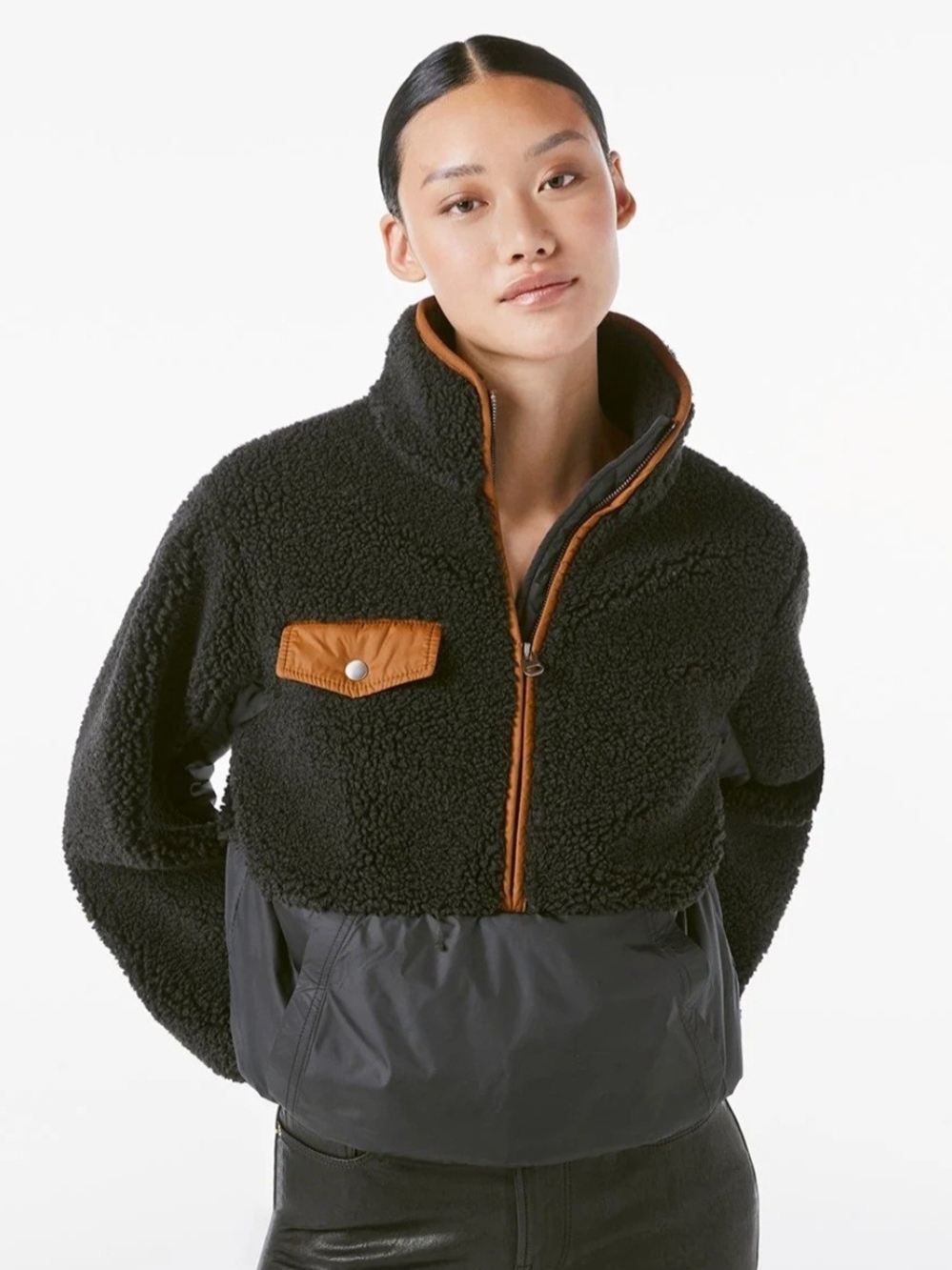 FRAME Fleece Mix Half Zip Pullover Noir Multi Technical Utility Gorpcore Sherpa